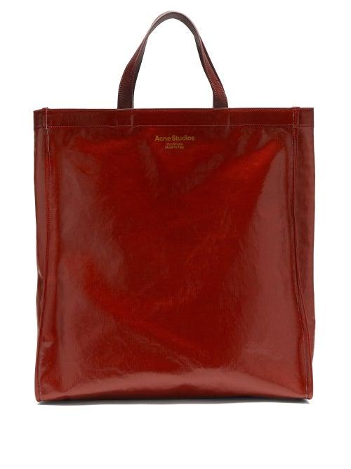 Acne Studios - Agele Medium Leather-trim Coated-canvas Tote Bag - Womens - Burgundy