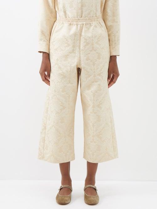 The Meaning Well - Mica Damask-jacquard Deadstock Culottes - Womens - Ivory