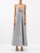 Fil De Vie - Gloria Cotton-lam Slip Dress - Womens - Silver