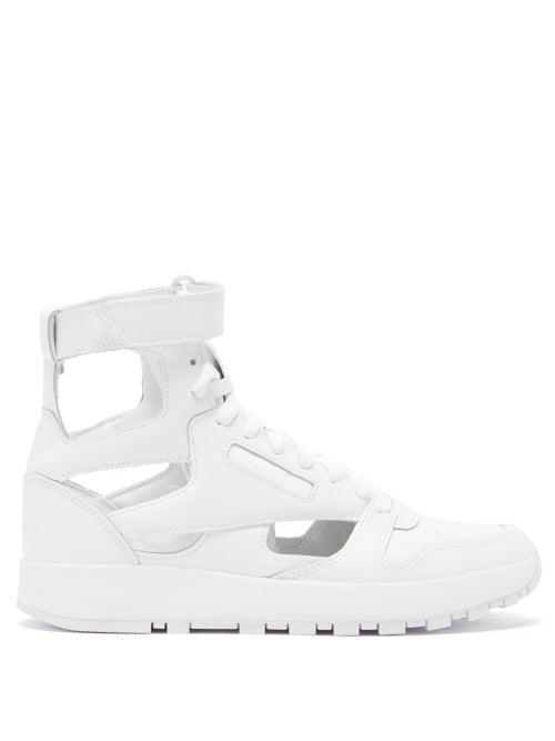 Ladies Shoes Maison Margiela - Tabi Classic Split-toe Leather High-top Trainers - Womens - White
