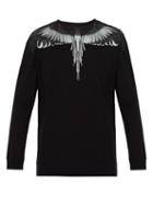 Matchesfashion.com Marcelo Burlon - Wings Print Long Sleeved Cotton T Shirt - Mens - Black Silver
