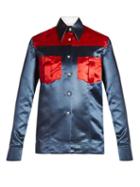 Matchesfashion.com Calvin Klein 205w39nyc - Contrast Panel Duchess Satin Shirt - Womens - Navy Multi