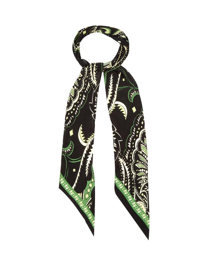 Rockins Prickly Paisley-print Skinny Silk Scarf