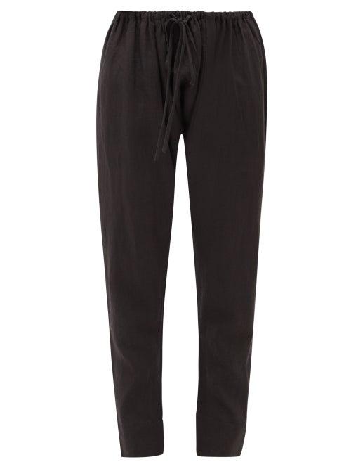 Matchesfashion.com Fil De Vie - Marrakech Dropped-seat Linen-poplin Trousers - Womens - Black