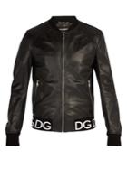 Dolce & Gabbana Logo-trim Leather Bomber Jacket