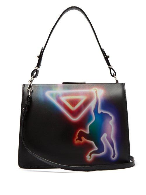 Matchesfashion.com Prada - Monkey Print Leather Cross Body Bag - Womens - Black Multi
