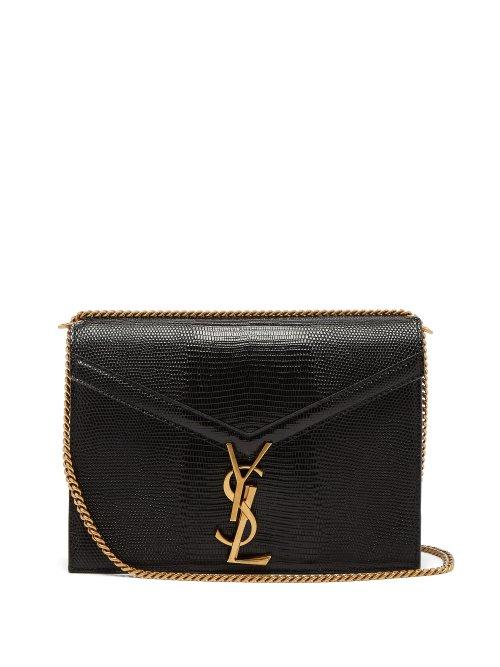 Matchesfashion.com Saint Laurent - Cassandra Lizard Effect Cross Body Bag - Womens - Black