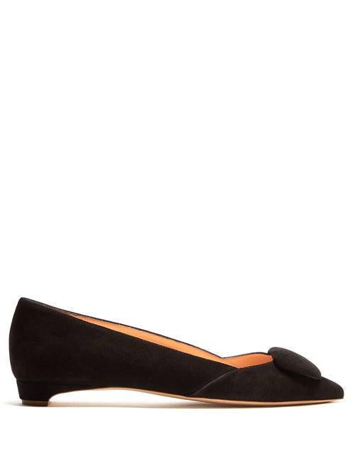 Matchesfashion.com Rupert Sanderson - Aga Point-toe Suede Flats - Womens - Black