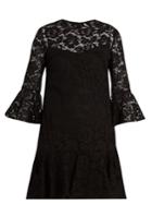 Valentino Fluted Sleeve And Hem Cotton-blend Lace Dress