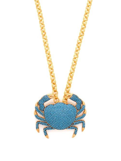 Matchesfashion.com Begum Khan - Royal Crab Gold Plated Pendant Necklace - Womens - Blue