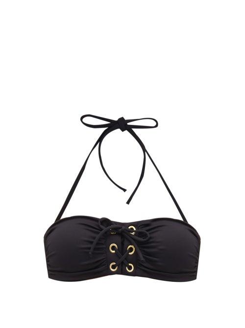 Matchesfashion.com Melissa Odabash - Malaysia Lace Up Bandeau Bikini Top - Womens - Black