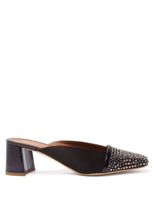 Matchesfashion.com Malone Souliers - Carmen Crystal-embellished Satin Mules - Womens - Black