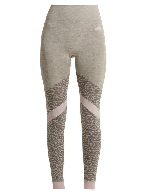 Matchesfashion.com Laain - Flora Leopard Print Performance Leggings - Womens - Grey Multi