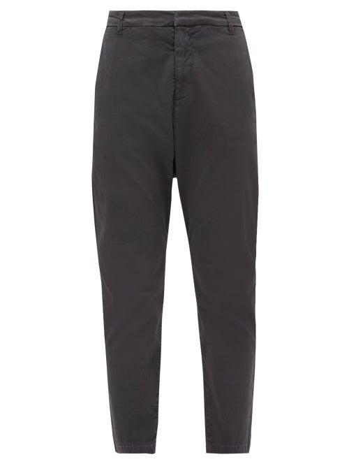 Matchesfashion.com Nili Lotan - Paris Cotton-blend Tapered Trousers - Womens - Dark Grey