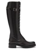 Matchesfashion.com Rupert Sanderson - Duncan Lace Up Leather Knee High Boots - Womens - Black