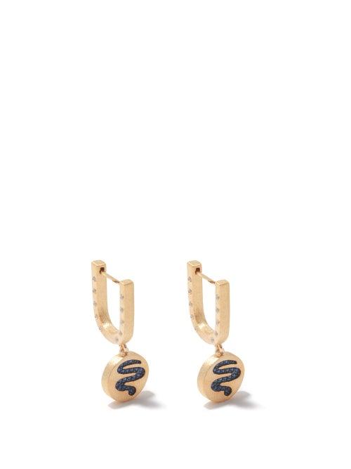 Ladies Jewellery Ammanii - The Queen Paroah Sobek Gold-vermeil Earrings - Womens - Blue Gold