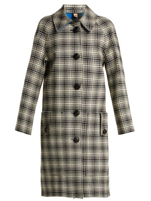 Matchesfashion.com Burberry - Walkden Houndstooth A Line Wool Coat - Womens - Black White