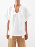Lee Mathews - Zoe Neck-tie Cotton Blouse - Womens - White