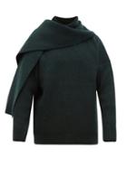 Matchesfashion.com Jacquemus - Scarf Panelled Wool Blend Sweater - Mens - Dark Green