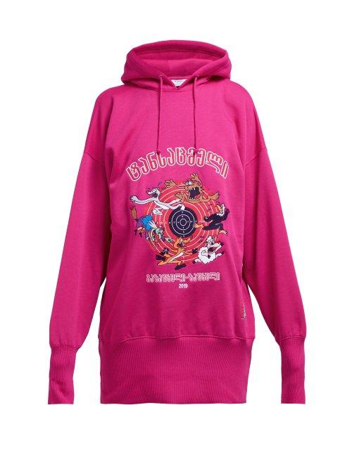 Matchesfashion.com Vetements - Cartoon Technical Jersey Hooded Sweatshirt - Womens - Pink