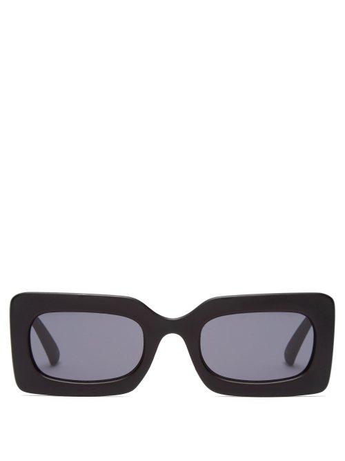 Matchesfashion.com Le Specs - Damn! Rectangle Frame Acetate Sunglasses - Womens - Black