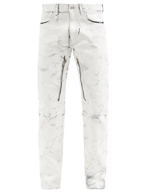 Matchesfashion.com Givenchy - Cracked-effect Painted Straight-leg Jeans - Mens - White