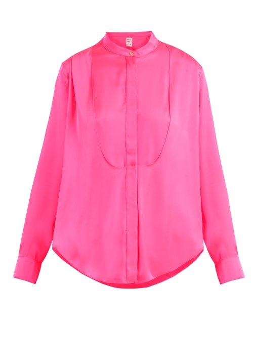 Matchesfashion.com Maison Rabih Kayrouz - Charmeuse Bib Panel Blouse - Womens - Pink