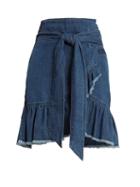 Matchesfashion.com Isabel Marant Toile - Lindy Asymmetric Cotton Denim Wrap Skirt - Womens - Dark Blue
