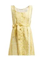 Matchesfashion.com Emilia Wickstead - Snakeskin Print Linen Dress - Womens - Yellow