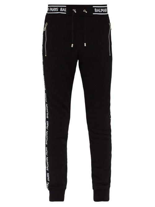Matchesfashion.com Balmain - Elasticated Logo Sweatpants - Mens - Black