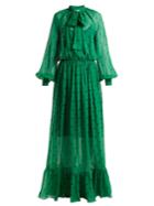 Msgm Polka-dot Silk Maxi Dress