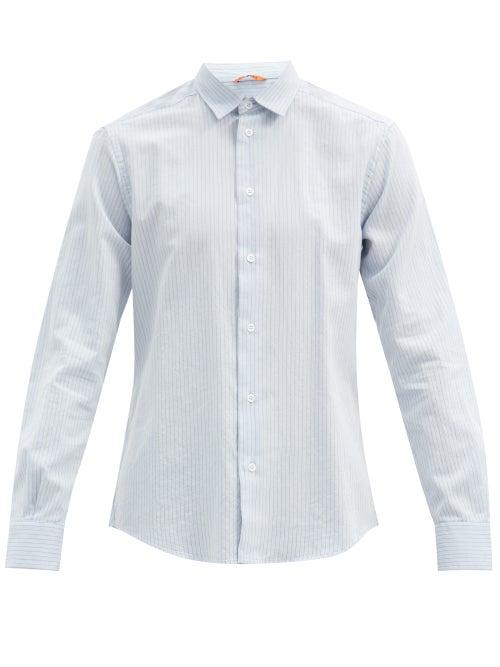 Matchesfashion.com Barena Venezia - Camicia Pinstriped Cotton-blend Poplin Shirt - Mens - Light Blue