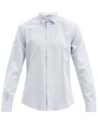 Matchesfashion.com Barena Venezia - Camicia Pinstriped Cotton-blend Poplin Shirt - Mens - Light Blue