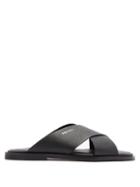 Matchesfashion.com Prada - Cross Over Saffiano Leather Slides - Mens - Black