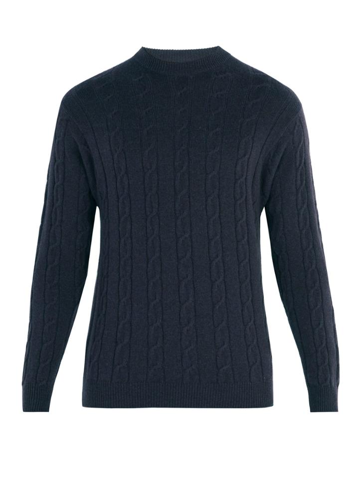 Connolly Clarke Crew-neck Cable-knit Cashmere Sweater
