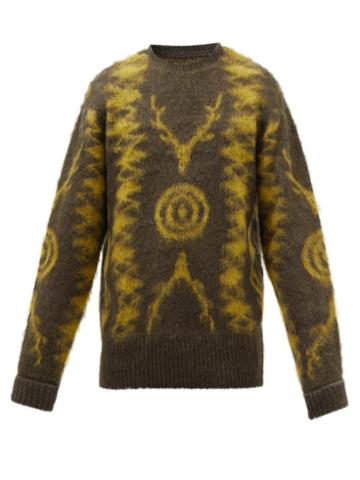 South2 West8 - Antler-jacquard Mohair-blend Sweater - Mens - Khaki