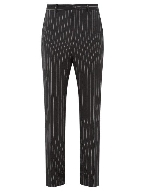 Matchesfashion.com Cobra S.c. - Metallic Pinstriped Wool Trousers - Mens - Black