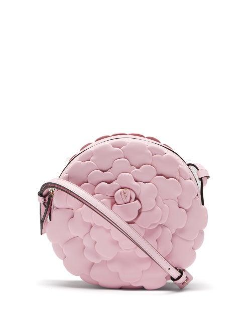 Valentino Garavani - Atelier Round Petal-effect Leather Cross-body Bag - Womens - Light Pink