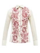 73 London - Floral-print Cotton-blend Poplin Shirt - Mens - Cream Multi