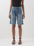 Nili Lotan - Julie Faded Pleated Stretch-denim Shorts - Womens - Denim