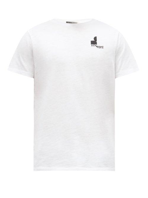 Matchesfashion.com Isabel Marant - Zafferh Logo-print Cotton-jersey T-shirt - Mens - White