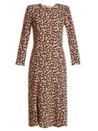 Raey Bracelet-sleeve Pleat-front Ditsy-print Silk Dress