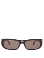 Matchesfashion.com Balenciaga - Shield Slim Rectangular Acetate Sunglasses - Womens - Black Grey