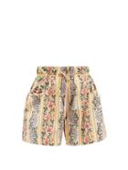 Agua By Agua Bendita - Trebol Lluvia-print Cotton Shorts - Womens - Yellow
