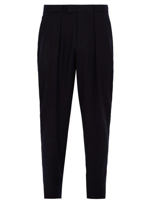 Matchesfashion.com Giorgio Armani - Pleat Front Wool Trousers - Mens - Navy