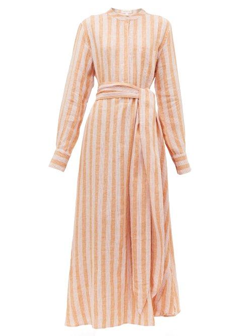 Matchesfashion.com Wiggy Kit - Como Striped Linen Shirtdress - Womens - Pink Stripe