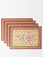Lisa Corti - Set Of Four Veranda Floral-print Linen Placemats - Womens - Gold Multi