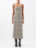 Raey - Leopard-print Bandeau-neck Crepe Midi Dress - Womens - Beige Multi