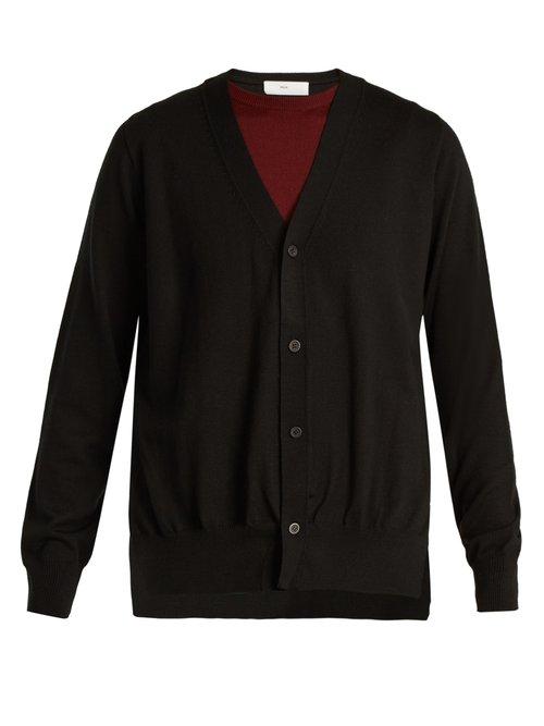 Matchesfashion.com Toga - Layered V Neck Wool Cardigan - Womens - Black