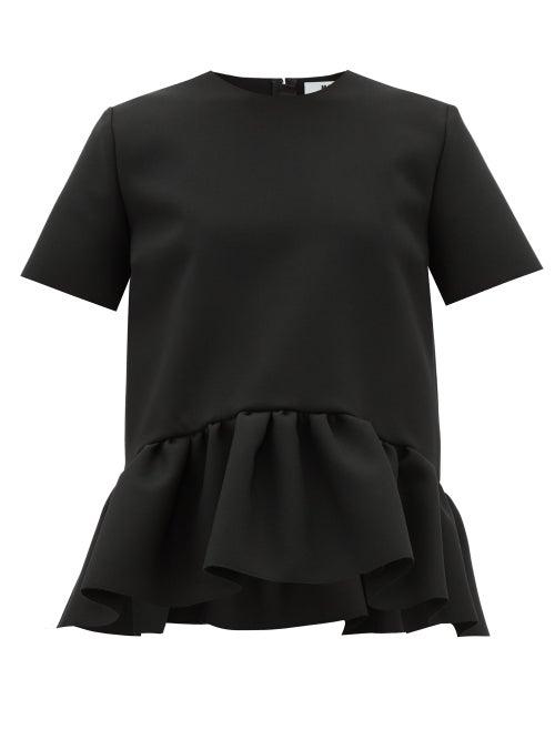 Matchesfashion.com Msgm - Ruffled-peplum Cady Top - Womens - Black